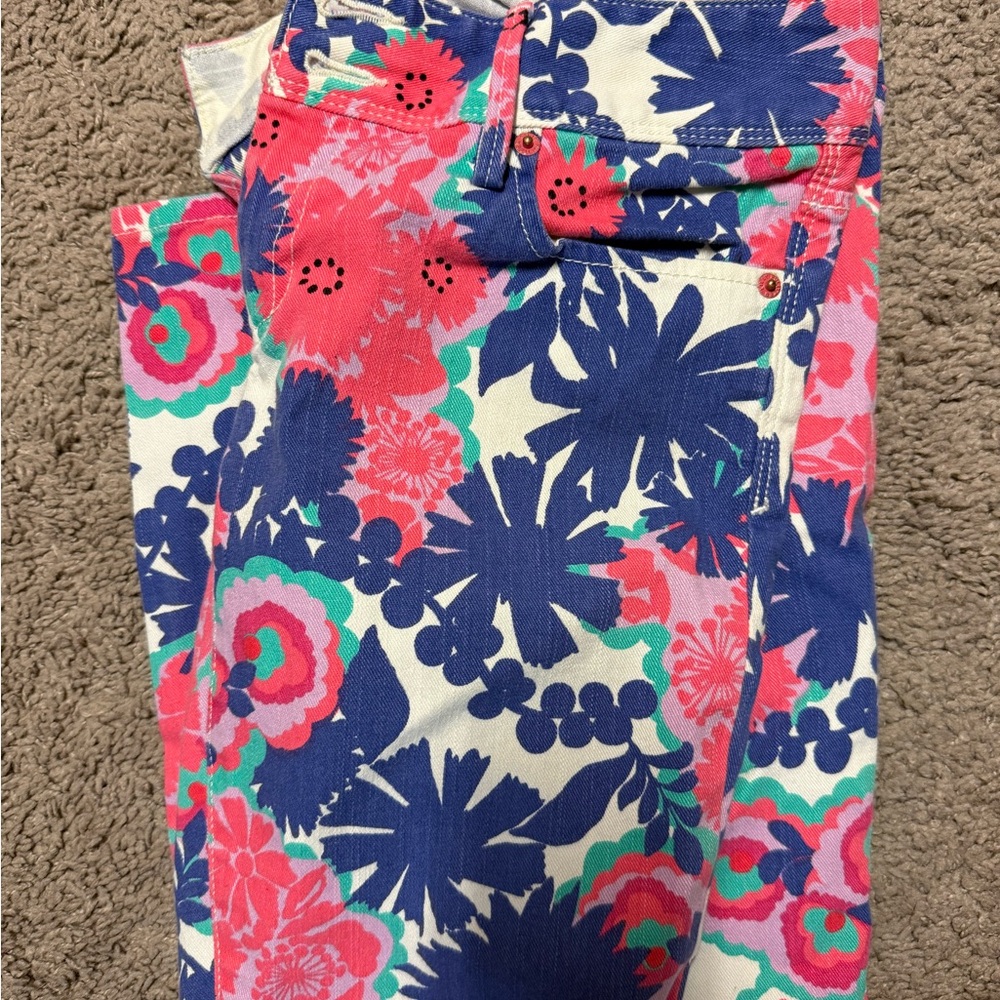 Lilly Pulitzer Floral Patterned Pants in Blue and Pink